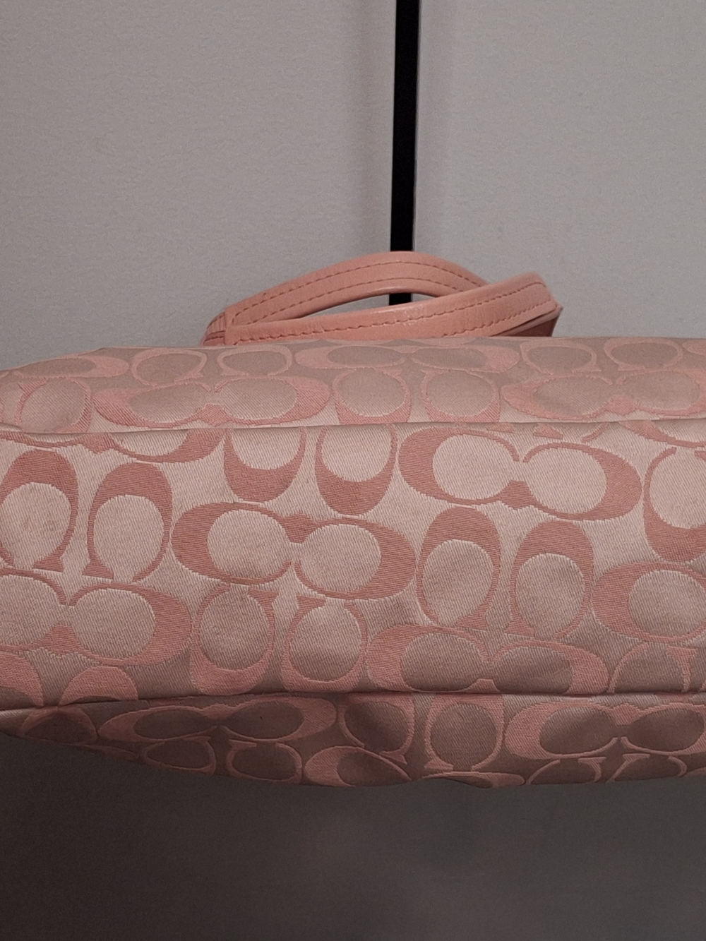 Coach Pink Signature Monogram Tote with Charm - Picture 3 of 5